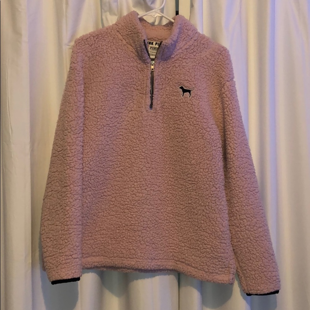 Blush pink Sherpa half zip from pink